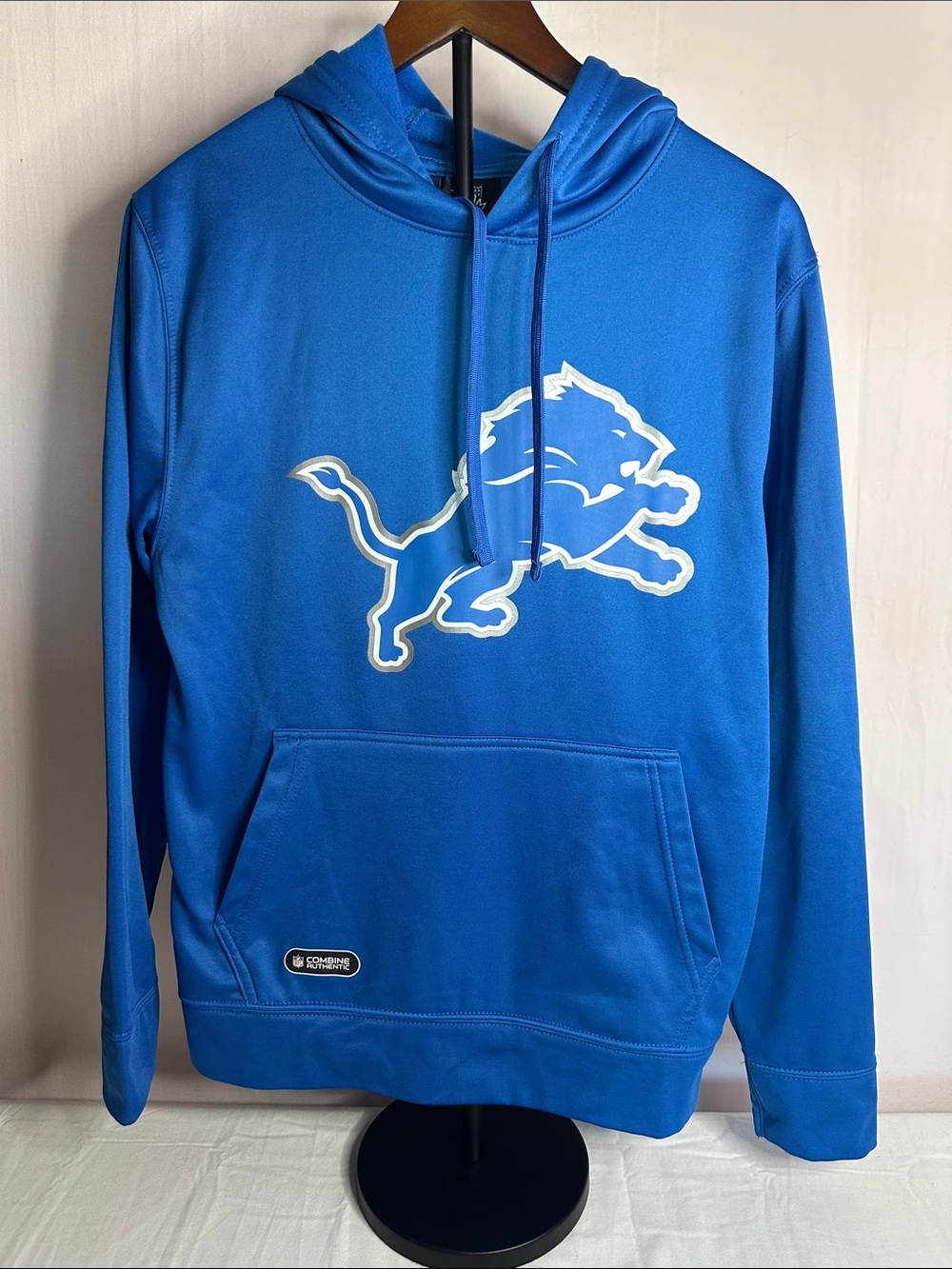 Men's Royal Blue Hooded Pullover with Lion Emblem